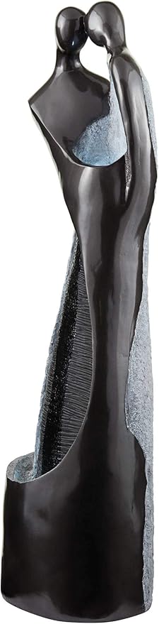 Modern Couple 47" High Large Indoor Outdoor Decor Black Resin Floor Fountain with Light LED Tall