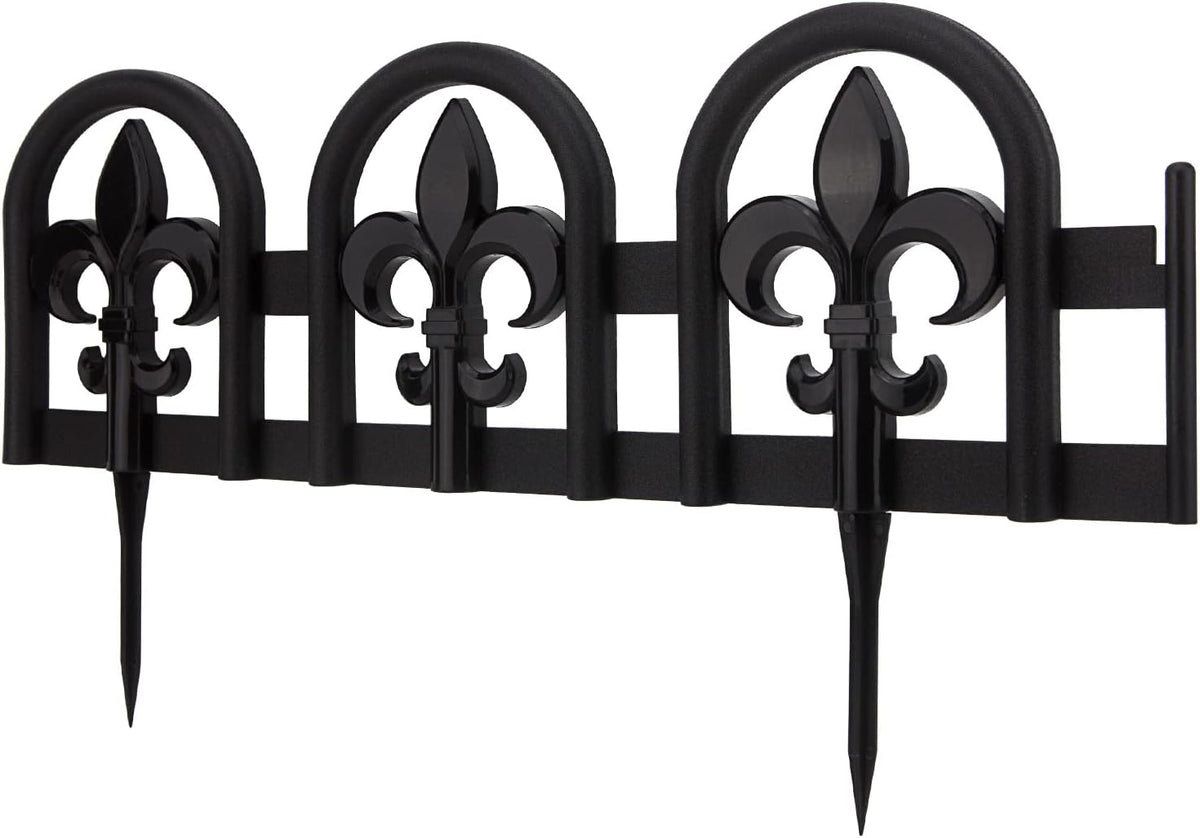 Evelyne Black Garden Border Plastic Edging: Wrought Iron Design - 15pcs Black Yard Landscaping