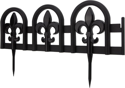 Evelyne Black Garden Border Plastic Edging: Wrought Iron Design - 15pcs Black Yard Landscaping