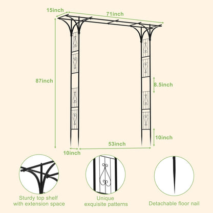 OUSHENG 7FT Garden Arch Arbor, Steel Frame Stand Trellis for Climbing Plants, Outdoor Archway Gate