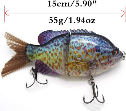 5.9in Multi Jointed Swimbait Fishing Lures Bait,2 Segment Big Giant Sinking Fishing Bass