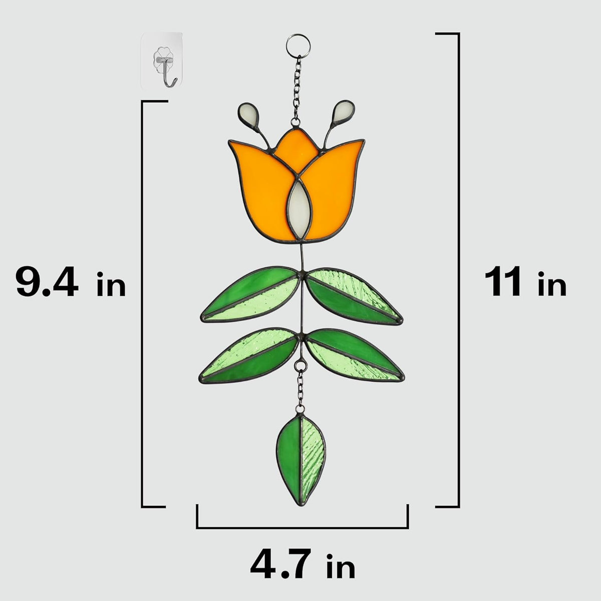 Tulip Stained Glass Suncatcher, Folk Flower Stained Glass Window Hanging Sun Catcher, Retro Home