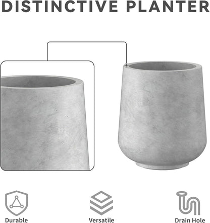 Kante 15.3"+11.6"+8.2" Dia Round Concrete Planter, Large Outdoor Indoor Planter Pots Containers