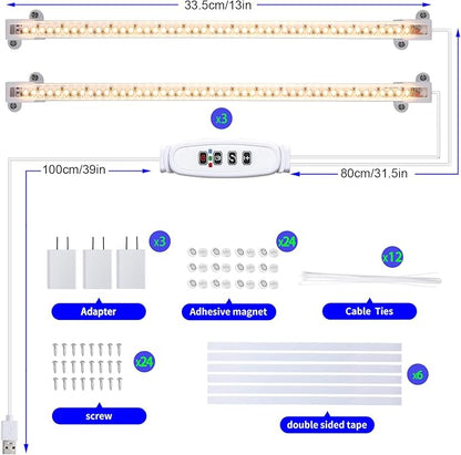 13 Inches Strip Growing Lamp for Indoor Plants, 3500K Full Spectrum LED Grow Light Strips with Auto