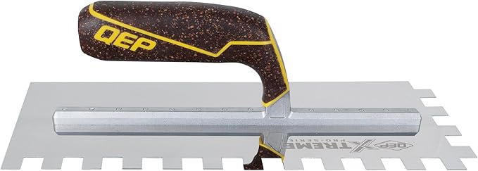 QEP Xtreme Cork Handle Stainless Steel Trowel Square Notch 1/2" x 1/2" x 1/2"
