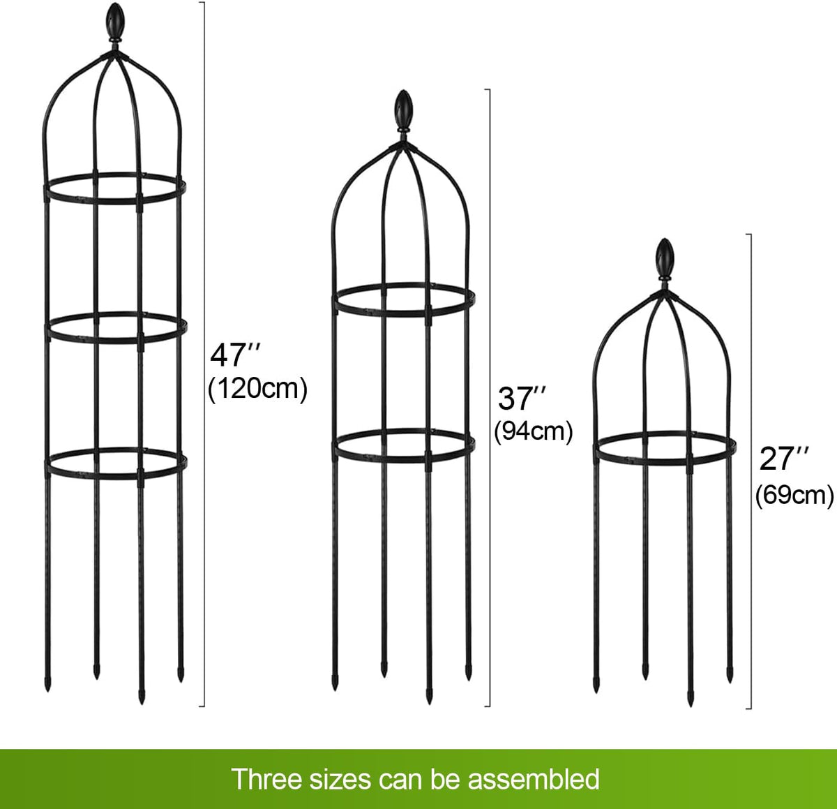 Tower Obelisk Garden Trellis for Climbing Plant,48inch Rustproof Fiberglass Potted Plant Support