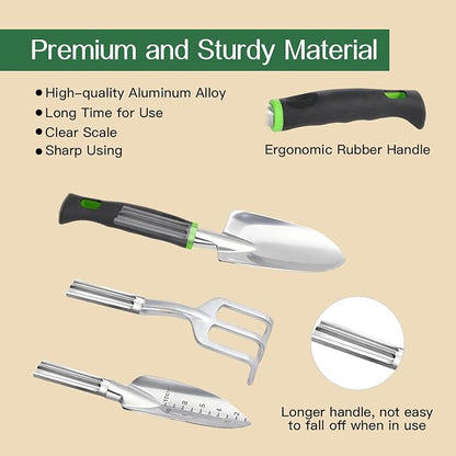Housolution Gardening Tools Set, 8PCS Heavy Duty Garden Tools with Non-Slip Rubber Grip with Large