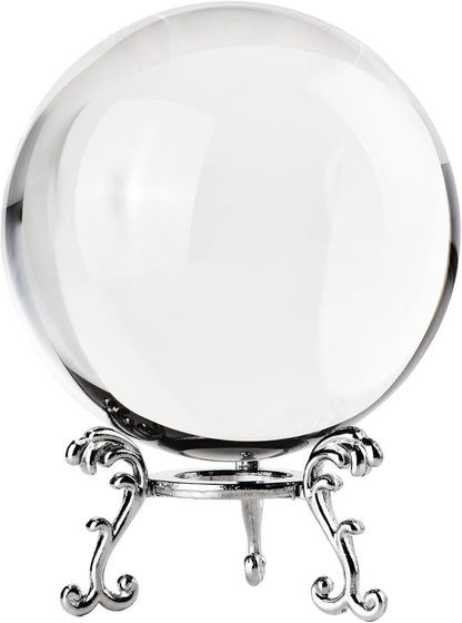 80mm Clear Crystal Ball with Stand, Photography Lensball Prop for Magical Shots, Optical Glass