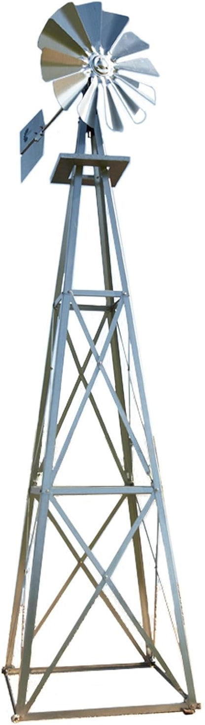 Decorative Backyard Windmill – Galvanized Finish – Durable Weather-Resistant 4-Leg Tower with
