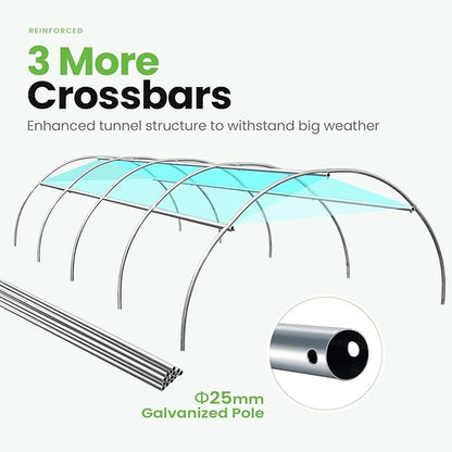 KING BIRD Premium 15x6.6x6.6FT Greenhouse for Outdoors, Large Walk-in Upgraded Galvanized Metal