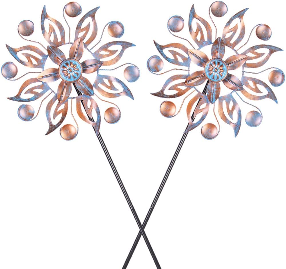 VEWOGARDEN 2PCS Metal Wind Spinners, Waterproof Wind Sculptures & Spinners Small Garden Art Outdoor
