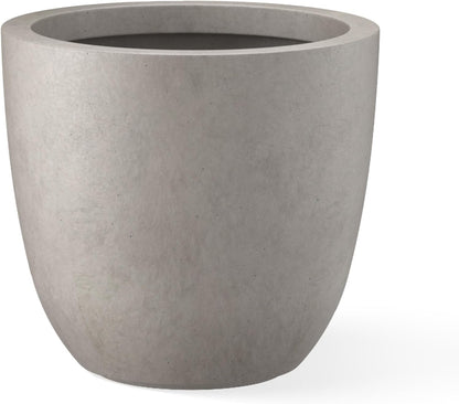 Kante 18 Inch Diameter Round Concrete Planter, Indoor Outdoor Large Plant Pot with Drainage Hole