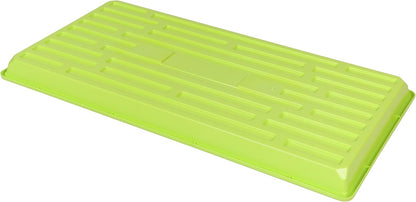 SUNPACK 10" x 20" Heavy Duty Shallow Plastic Seed Starting Tray, Lime Green, 1" - No Drainage