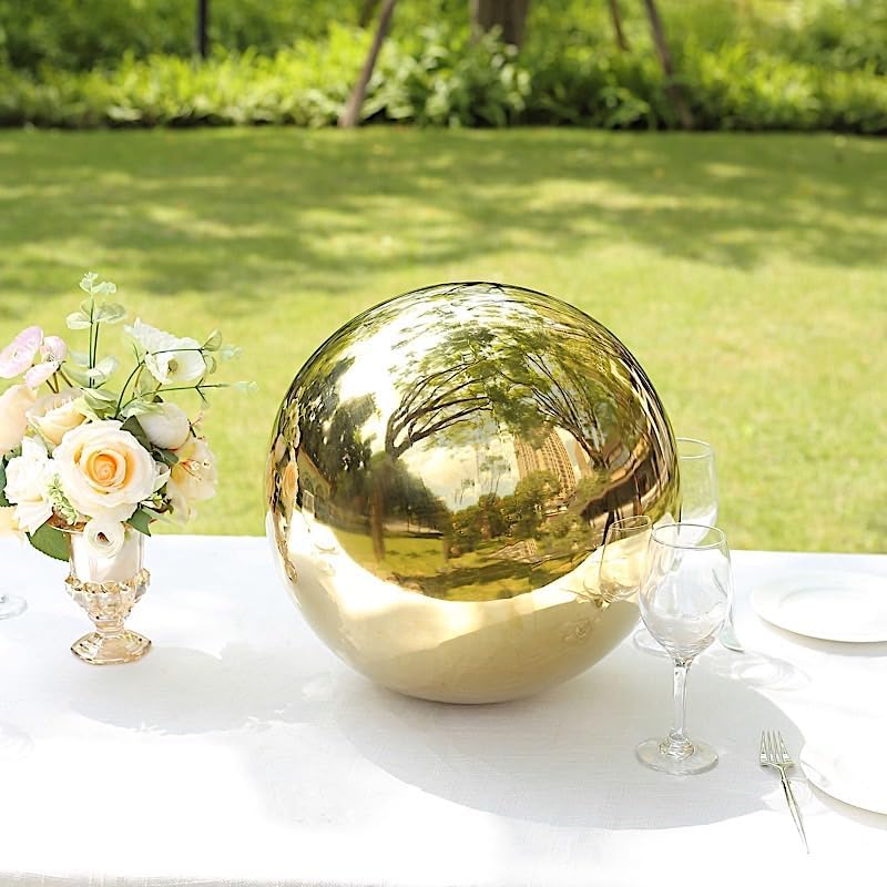 Balsa Circle 16 in Gold Stainless Steel Globe Gazing Reflective Mirror Balls Outdoor Garden Decor