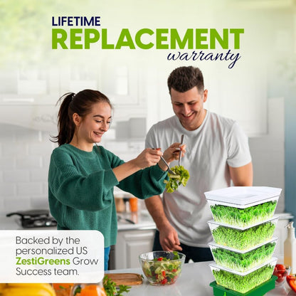 ZESTIGREENS 4-Tier Sprouting Kit with Drain Spout – Stackable Seed Sprouter Trays for Growing Fresh
