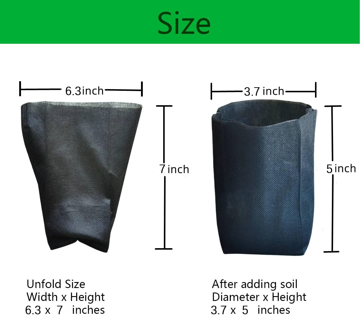 gardtree Plant Nursery Bags 6.3” x 7” 200PCS, Non-Woven Biodegradable Plant Grow Bags Fabric