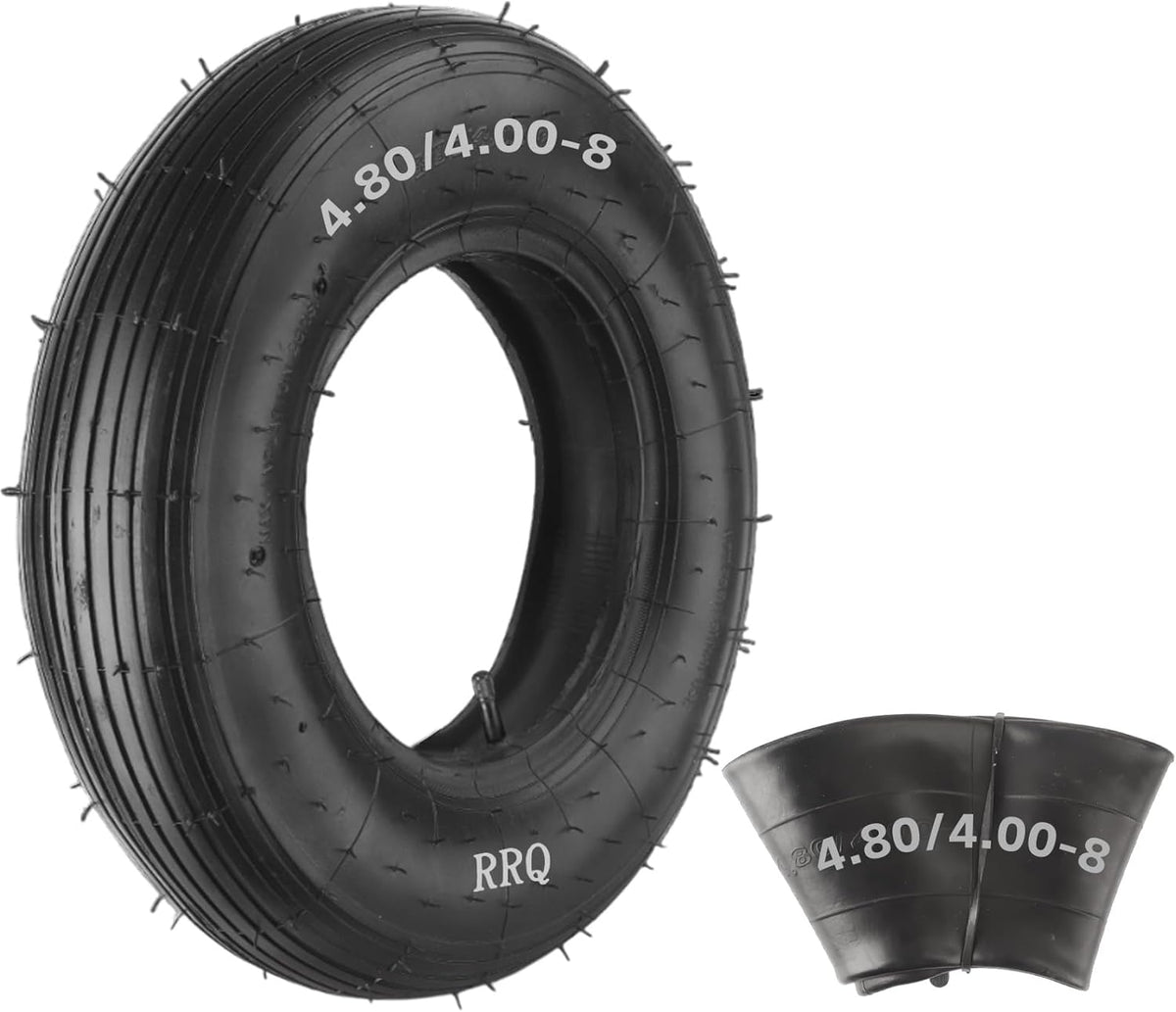 (1-Set) RRQ 4.80/4.00-8" Tire and Inner Tube Set, Universal Replacement Pneumatic Tires, Fits