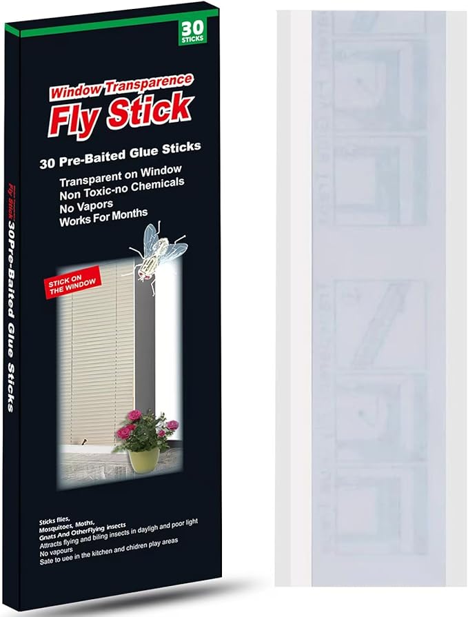 Mosqueda Window Fly Trap Indoor 30 Pack Sticky Fly Traps for Indoors, Fly Catchers for Inside Home