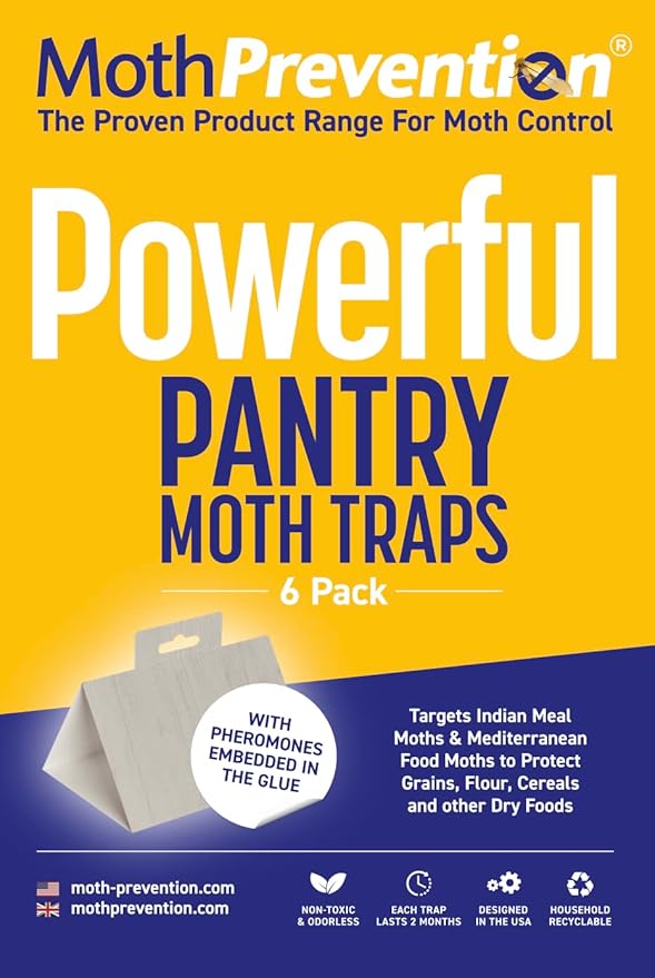 MothPrevention Powerful Pantry Moth Traps Pack of 6 | Moth Killer with Pheromones | Kitchen Moth