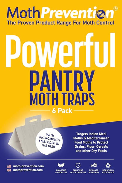 MothPrevention Powerful Pantry Moth Traps Pack of 6 | Moth Killer with Pheromones | Kitchen Moth