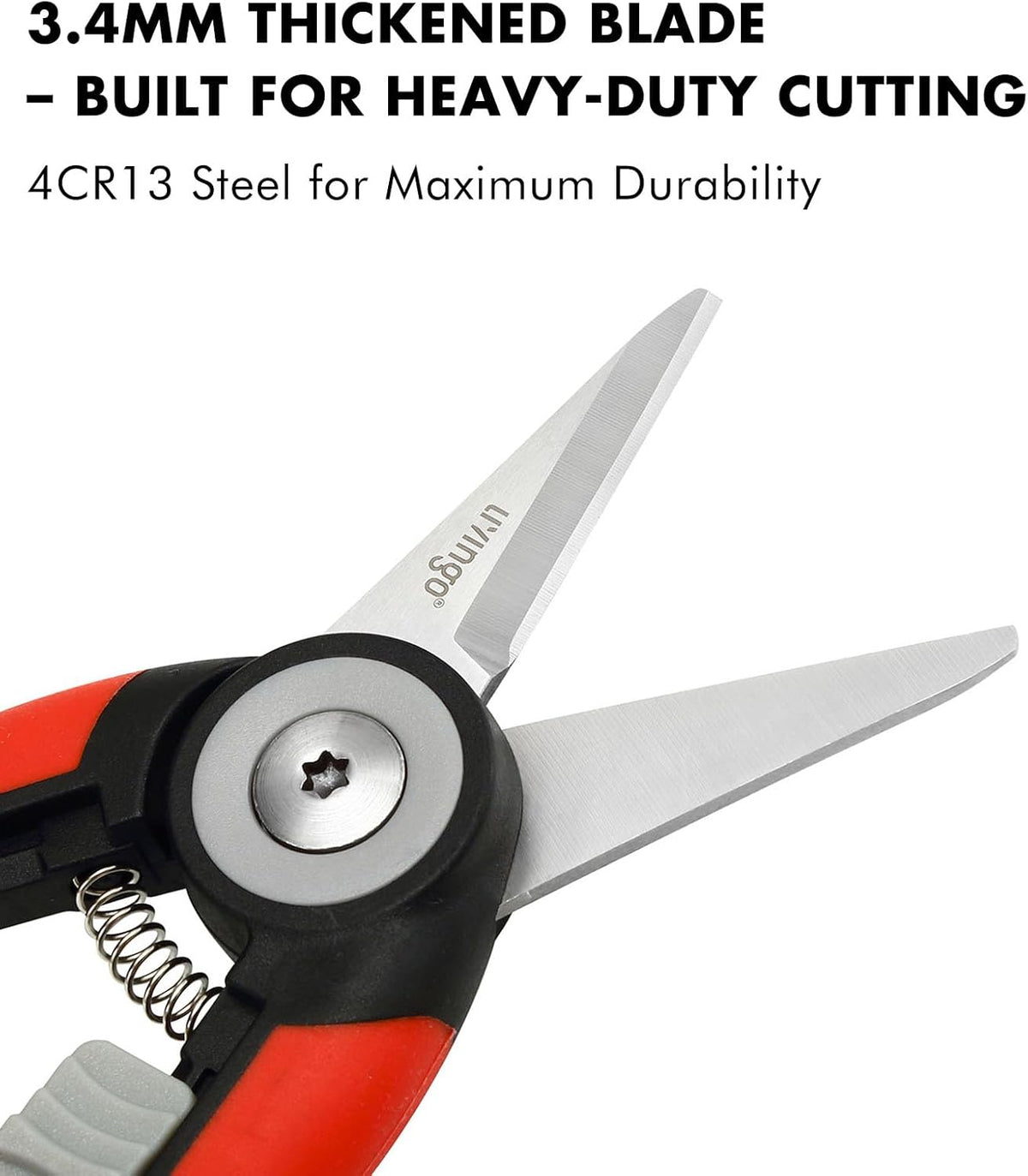 LIVINGO Precision Garden Pruning Shears - Straight Blade Floral Scissors with Non-Slip Handle for