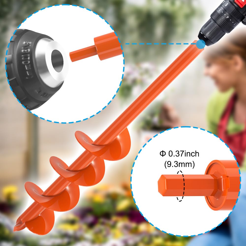 Dolibest 4 x24 Auger Drill Bit for Planting, Steel Garden Auger for Post Hole Digger, Bulb Planter