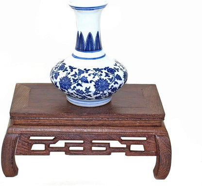 GOLDY&WENDY Vase Lamp Teapot Wooden Oriental Style Rectangular Base Rosewood Solid Wood Carving