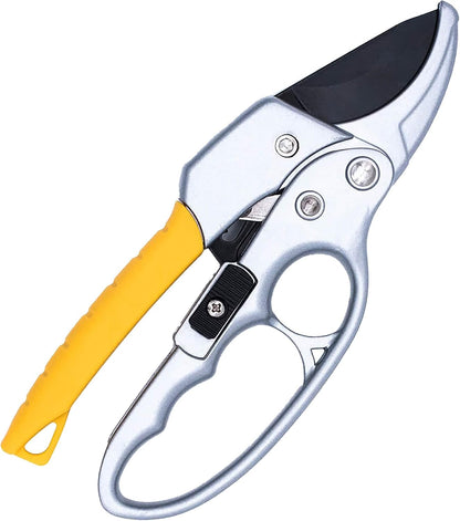 BUGUI 8" Ratchet Pruning Shears, 5 Times Cutting Power Than Normal Garden Scissors, Labor-Saving