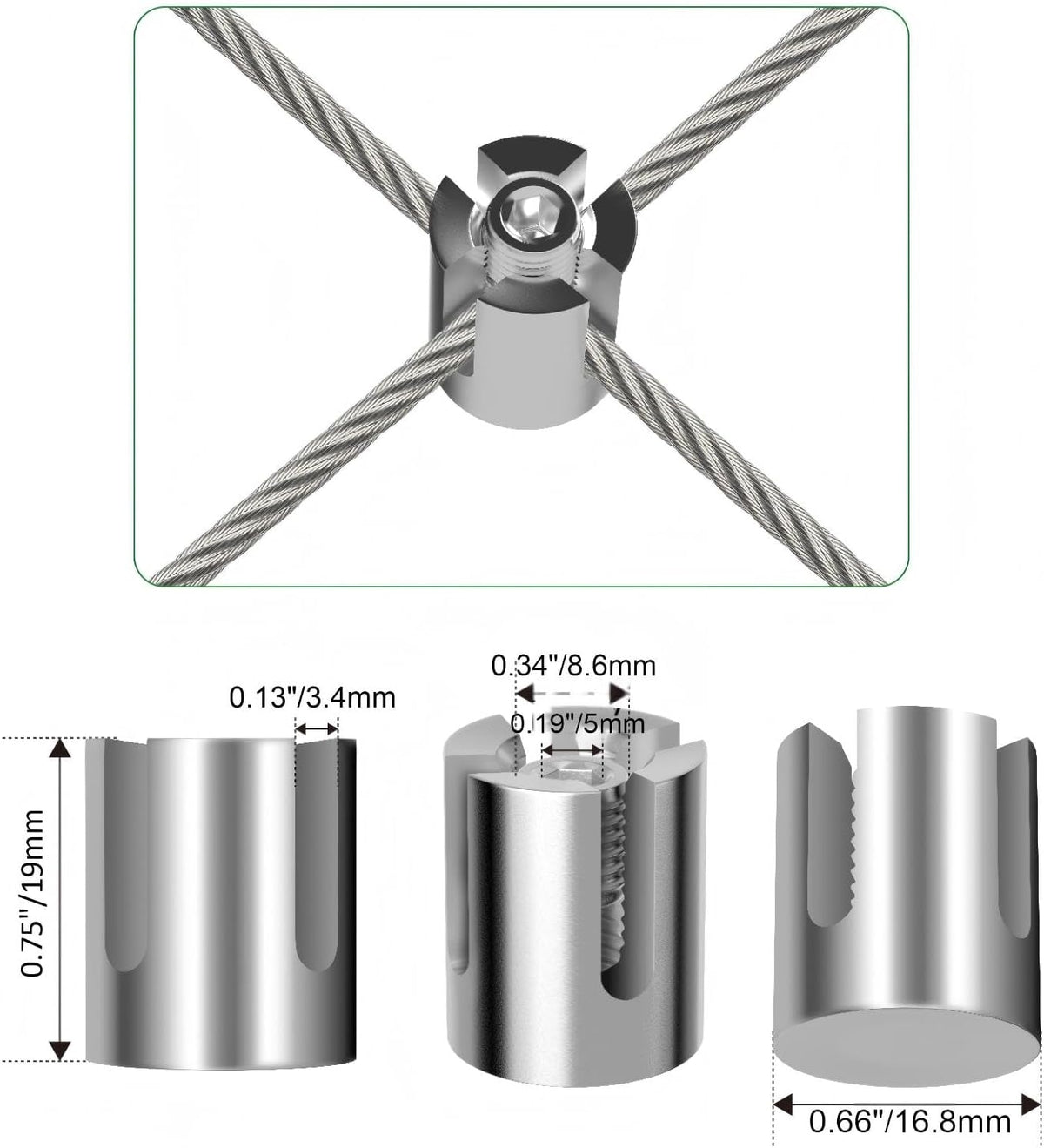 40 Pack Wall Trellis Wire Clamps & Cross Cable Clamps, T316 Stainless Steel Heavy Duty (0.66" OD)