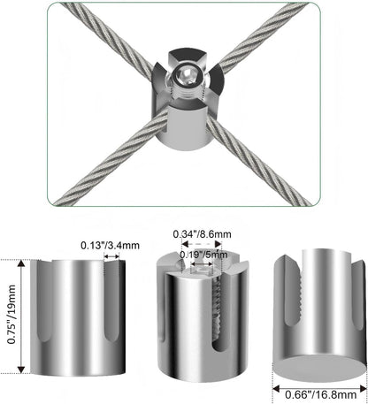 40 Pack Wall Trellis Wire Clamps & Cross Cable Clamps, T316 Stainless Steel Heavy Duty (0.66" OD)