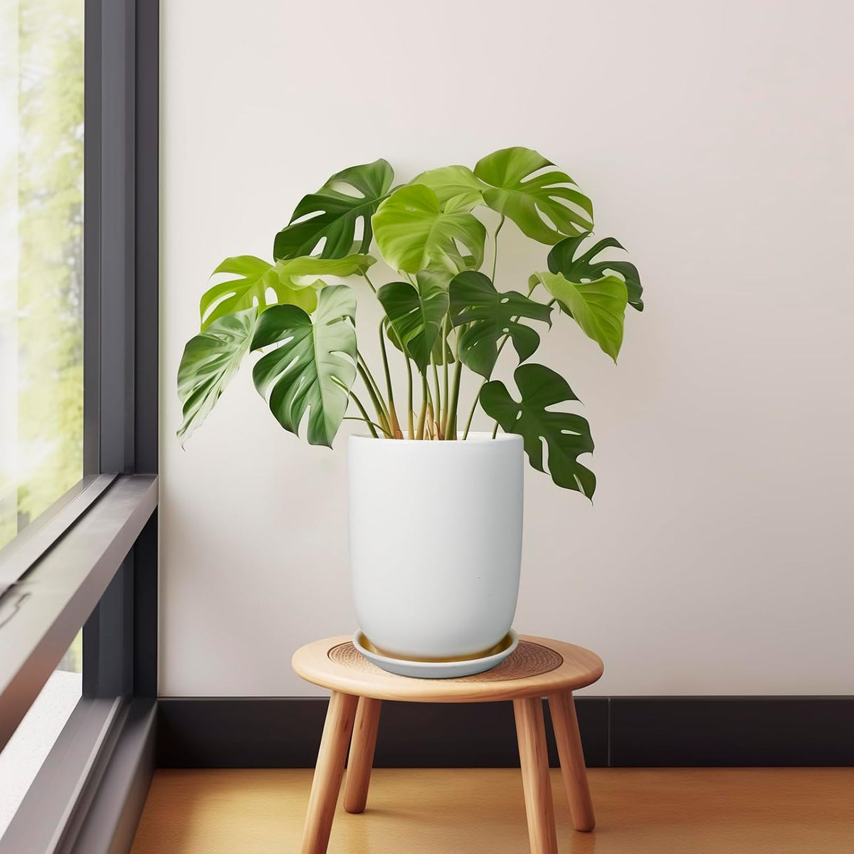 Plant Pot 8 Inch - Ceramic Planter for Indoor Plants Outdoor, Large Plant Pot with Drainage Hole