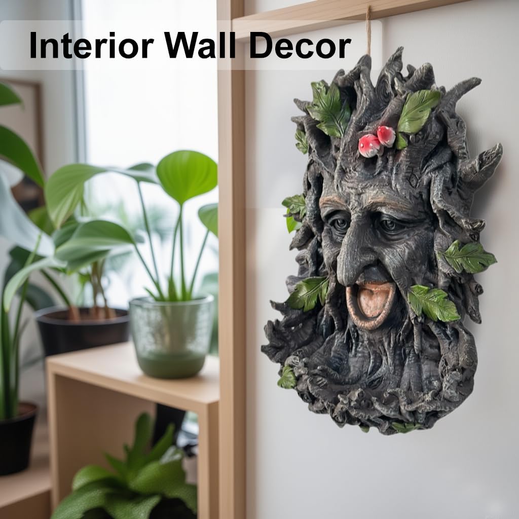 Tree Face Sculpture, Funny Old Man Tree Hugger Statue, Creative Props & Unique Animal Feeder for