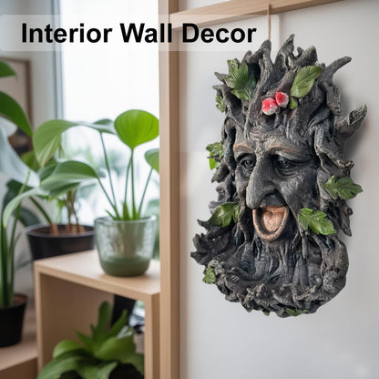 Tree Face Sculpture, Funny Old Man Tree Hugger Statue, Creative Props & Unique Animal Feeder for