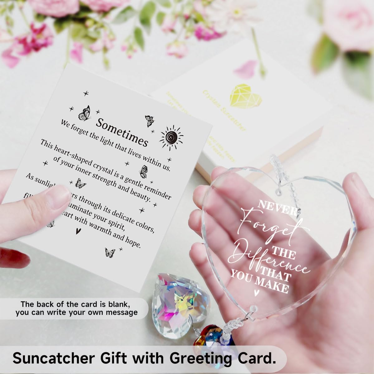 Retirement Gift Crystal Suncatcher for Women, Thank You Gifts Never Forget The Difference, Crystal
