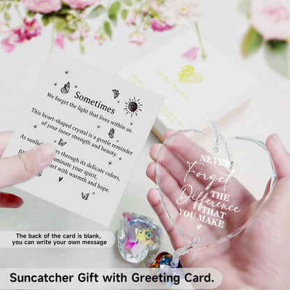 Retirement Gift Crystal Suncatcher for Women, Thank You Gifts Never Forget The Difference, Crystal