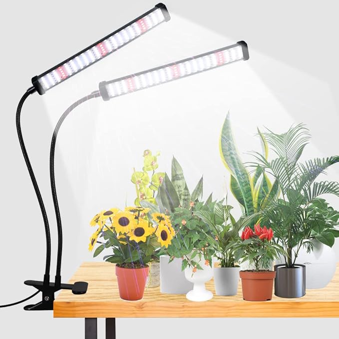 GooingTop Grow Light 100W 6000K, Super Bright White Desktop Clip Plant Lamp for Seedlings