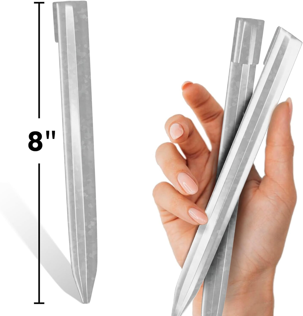 Worth Landscape Edging Stakes, 13Pcs 8Inch Corrugated Metal Garden Stakes Galvanized Steel Bender