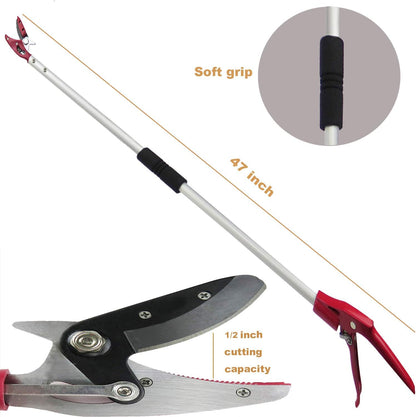 4 Feet Cut and Hold Tree Pruner, Rotation Pole Tree Trimming, Long Reach Fruit Picker, Branches