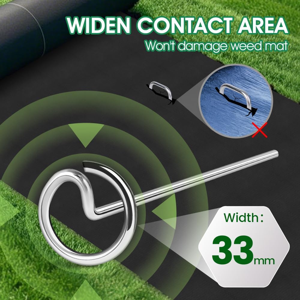 300pcs Landscape Fabric Pins, Bold 8 Gauge Galvanized Steel Garden Staples, Tent Stakes Landscape