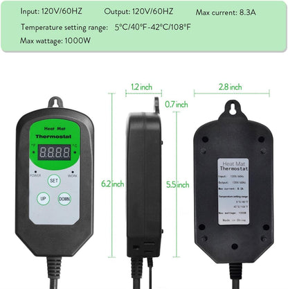 Digital Heat Mat Thermostat Temperature Controller (EMC Certified) for Seed Germination, Reptiles