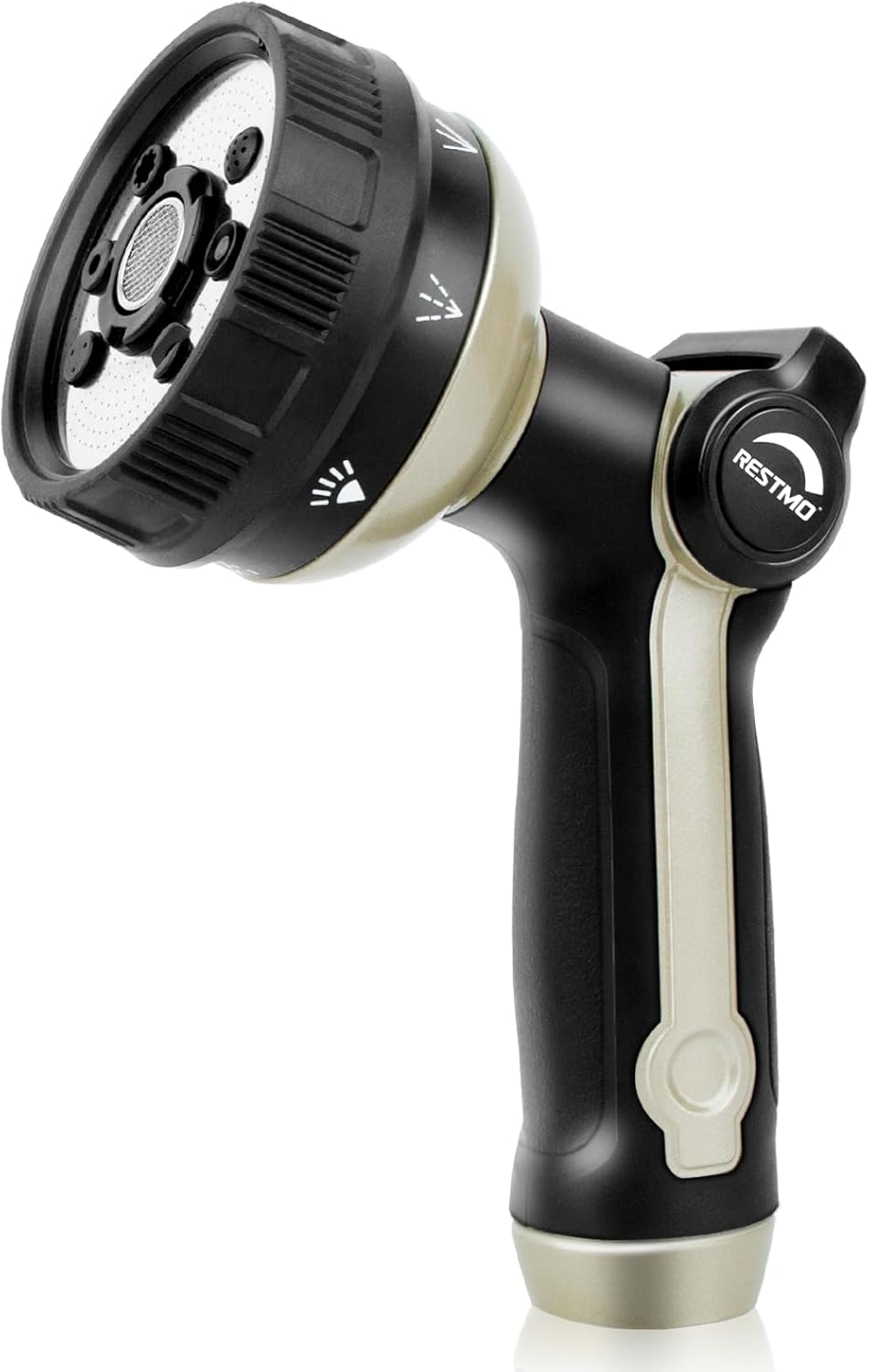 RESTMO Full Shower Hose Nozzle, Metal Spray Nozzle for Garden Hose, 8 Spray Patterns, Water Hose