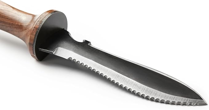 Hori Hori Garden Knife, Traditional Japanese Weeding Tool with ergonomic wooden handle. Large