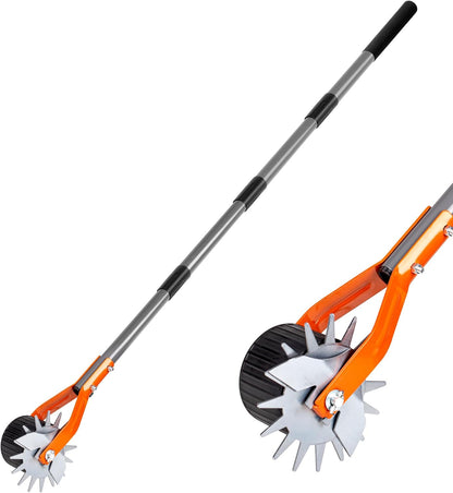 Walensee Wheel Rotary Edger, 69.7 Inch Hand Manual Edger Lawn Tool with Adjustable Stainless Steel