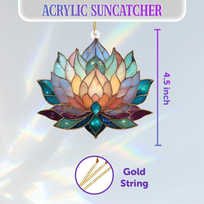 Lotus Stained Glass Acrylic Ornament – Colorful Lotus Flower Suncatcher for Windows, Christmas 2025
