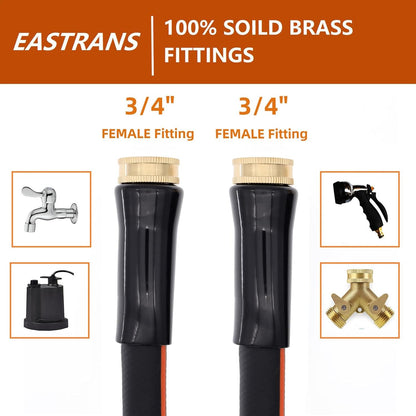 EASTRANS Female to Female Garden Hose 5 ft x 5/8", Heavy Duty Short Water Hose with 3/4" Solid