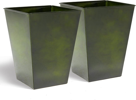 KOL 18''H. Bright Glazed Planter with Drainage Hole, Set of 2, Galvanized Steel Planter Pots for