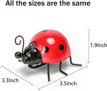 Metal Garden Decor for Outside Cute Ladybugs Yard Art Lawn Ornaments Wall Sculptures & Statues