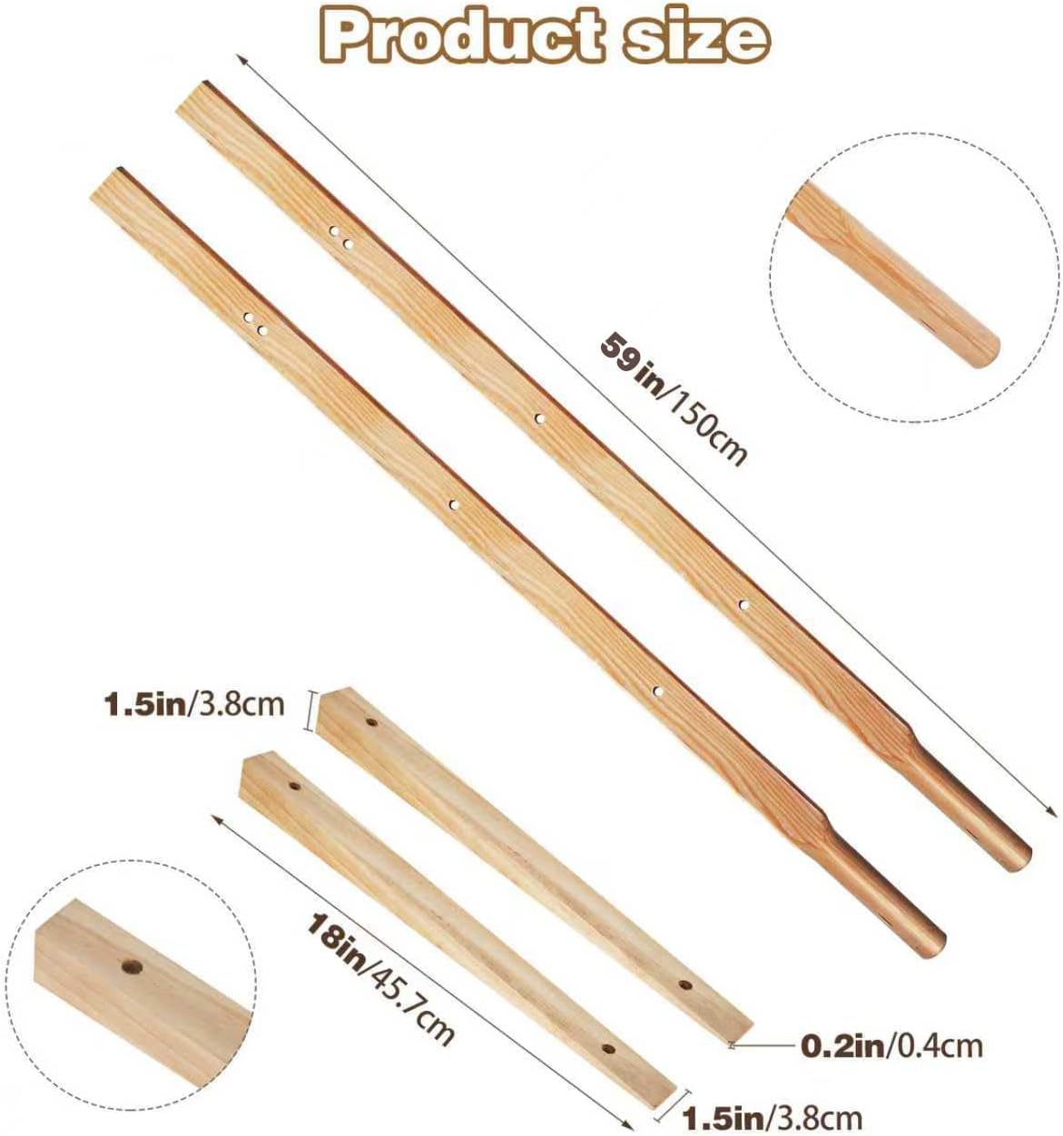 Wheelbarrow Handles Replacement Kit - Heavy Duty Pine Wood Wheelbarrow Replacement Handles - Fits