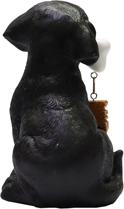 Nature's Mark Black Labrador Retriever Dog Puppy Statue with Welcome Sign Resin Garden Statue Decor