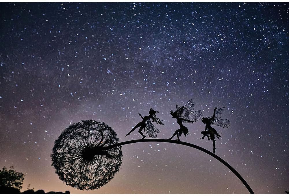 Flower Fairy Dancing with Dandelion Garden Art Sculpture Stainless Steel Statue Christmas Halloween